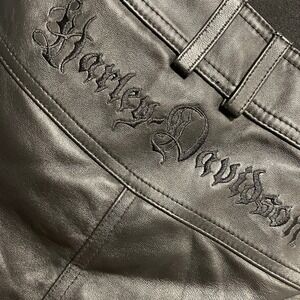 Harley Davidson Mini Skirt Leather Women's 6 Biker Moto Y2K Punk Silver Chain